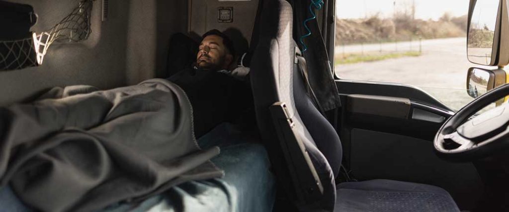 Truck driver sleeping tips will help drivers get rest on the road like the on in  the image