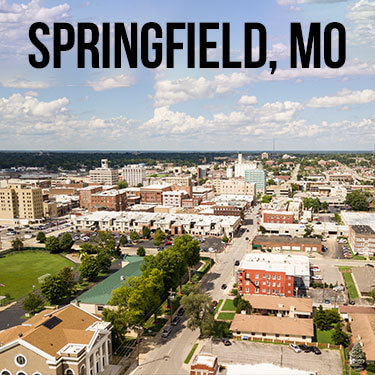 Aerial view of the city of Springfield, Missouri 